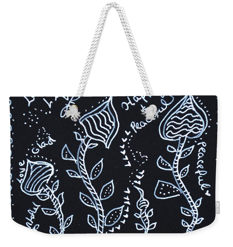 Caregiver Weekender Tote Bag featuring the drawing Tangle Flowers by Carole Brecht