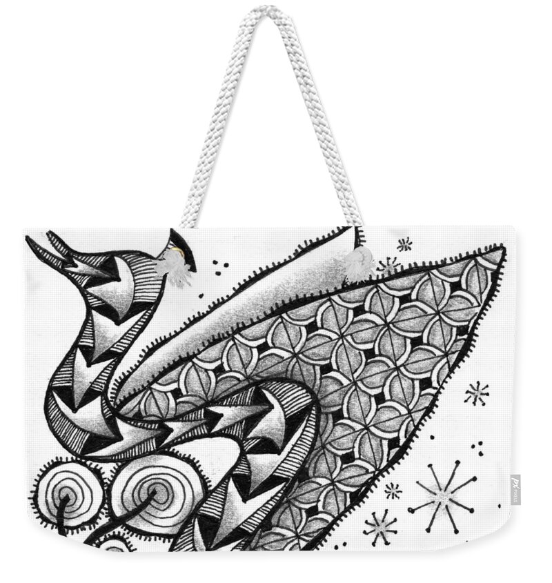 Serpent Weekender Tote Bag featuring the drawing Tangled Serpent by Jan Steinle
