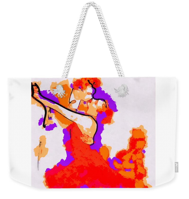 Ballet Weekender Tote Bag featuring the digital art Tango Passionate Colorfull by Humphrey Isselt