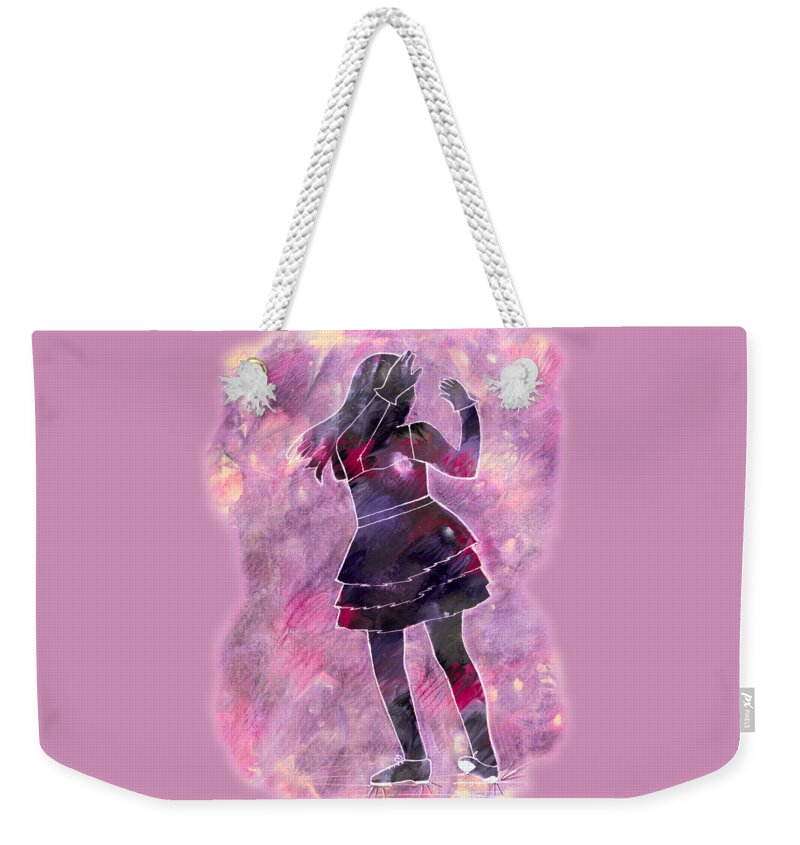 Silhouette Weekender Tote Bag featuring the painting Tap Dancer 1 - Pink by Lori Kingston