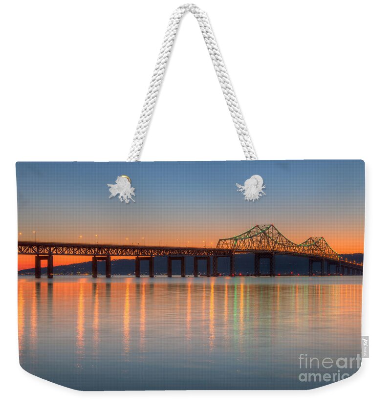 Clarence Holmes Weekender Tote Bag featuring the photograph Tappan Zee Bridge after Sunset II by Clarence Holmes