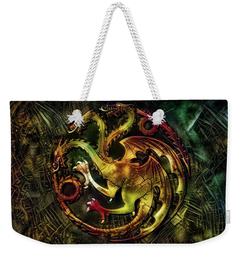 Targaryen Sigil Weekender Tote Bag featuring the mixed media Targaryen Sigil by Lilia D