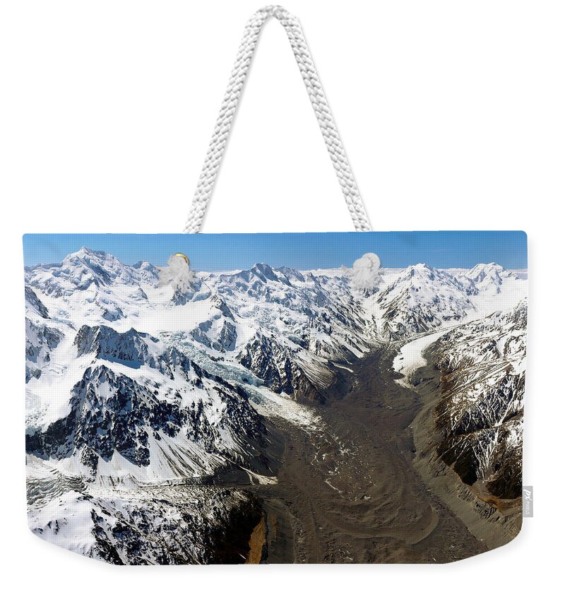 Tasman Weekender Tote Bag featuring the photograph Tasman Glacier by Nicholas Blackwell