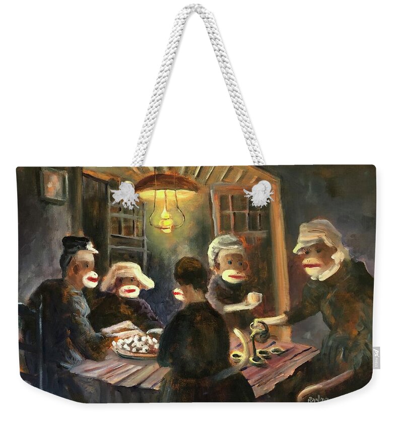 Potato Weekender Tote Bag featuring the painting Tater Eaters by Rand Burns