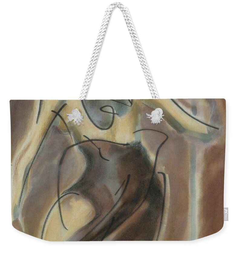 Striptease Weekender Tote Bag featuring the drawing Tawney at pole by Peregrine Roskilly