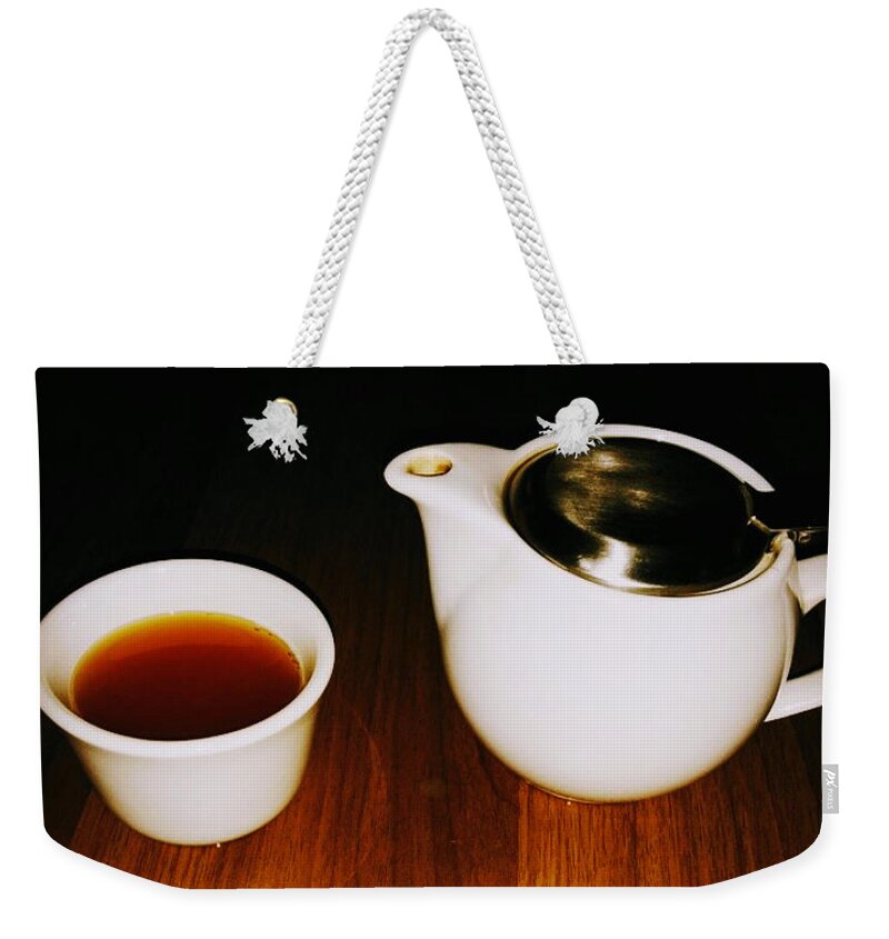 Tea Lovers Weekender Tote Bag featuring the pyrography Tea-juana by Albab Ahmed