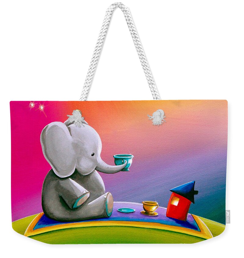Elephant Weekender Tote Bag featuring the painting Tea Time by Cindy Thornton