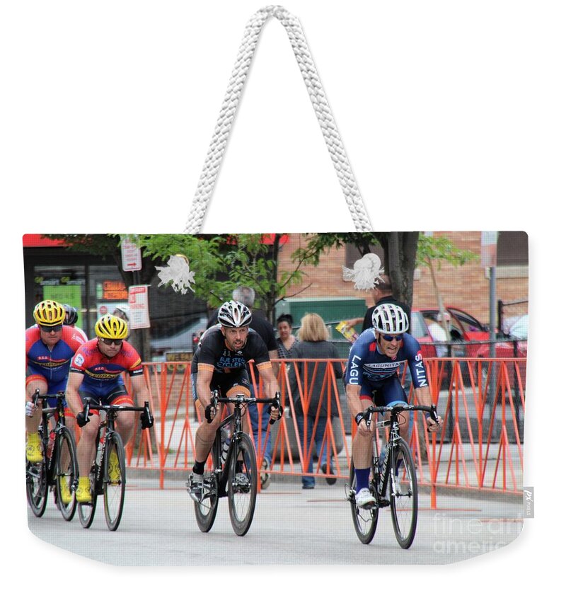 Cycle Racing Weekender Tote Bag featuring the photograph Team ERRACE by Donn Ingemie