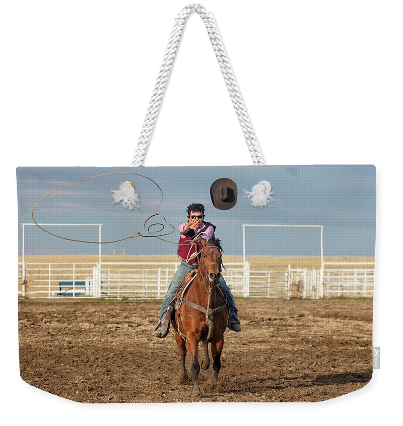 Rodeo Weekender Tote Bag featuring the photograph Team Roper by Todd Klassy
