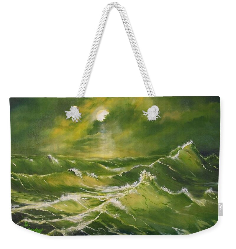 Mostly Green Weekender Tote Bag featuring the painting Tempest by Sharon Duguay