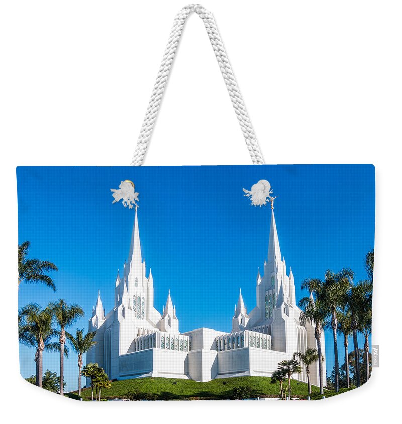 Spires Weekender Tote Bag featuring the photograph Temple Glow by Patti Deters