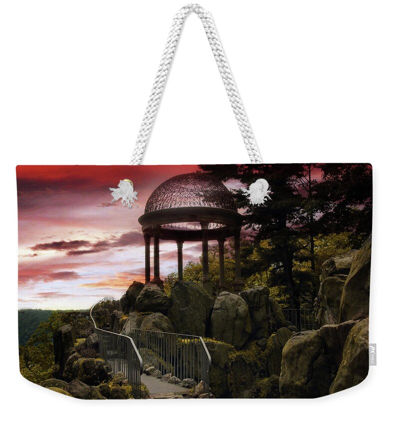 Untermyer Garden Weekender Tote Bag featuring the photograph Temple of Love Sunset by Jessica Jenney