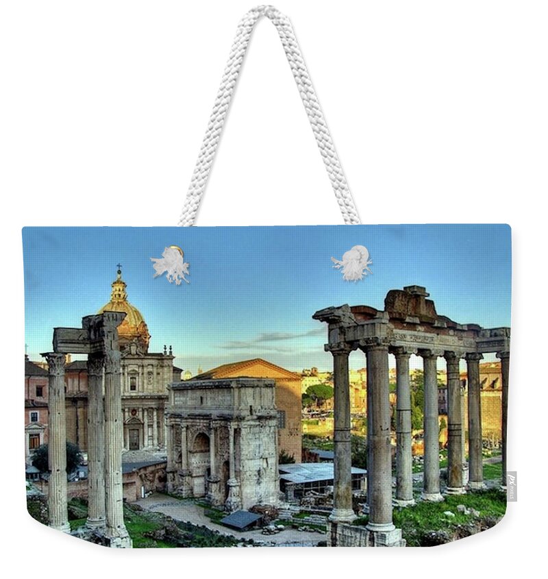 Temple Weekender Tote Bag featuring the painting Temple of Saturn by Troy Caperton