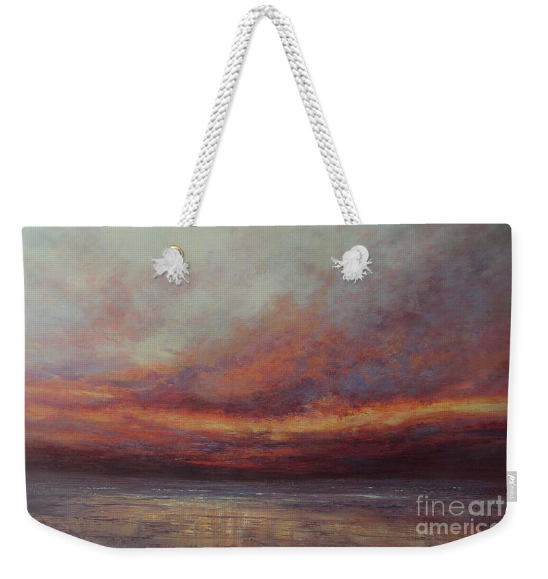 Seascape Weekender Tote Bag featuring the painting Tender Embrace by Valerie Travers