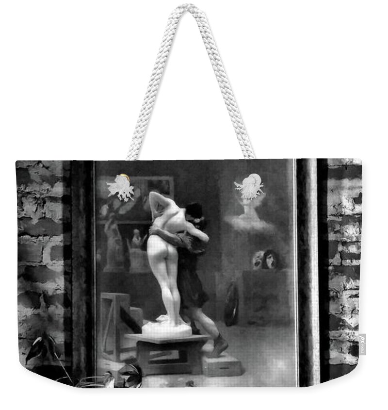 Newel Hunter Weekender Tote Bag featuring the photograph Tender Moment BW by Newel Hunter
