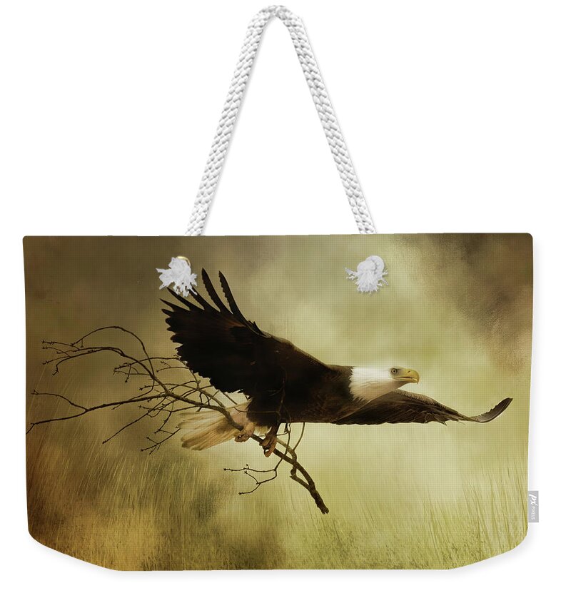Eagle Weekender Tote Bag featuring the digital art Tending The Nest by TnBackroadsPhotos
