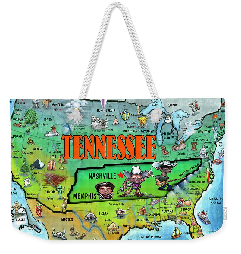 Louisiana Cartoon Map Tote Bag for Sale by Kevin Middleton