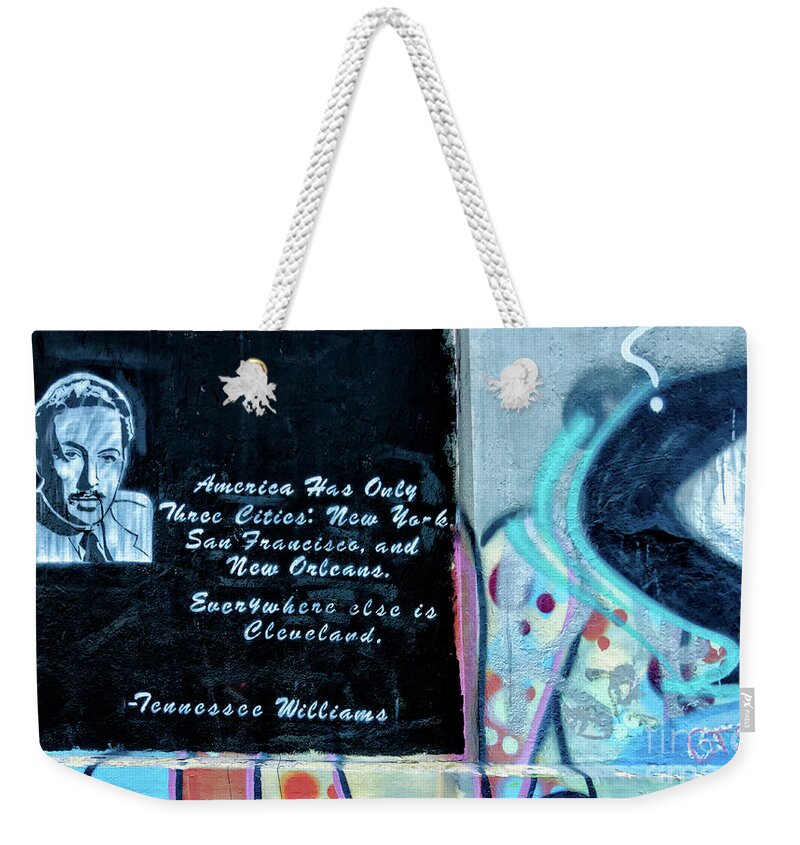 Tennessee Weekender Tote Bag featuring the photograph Tennessee Williams Graffiti Wall- NOLA by Kathleen K Parker