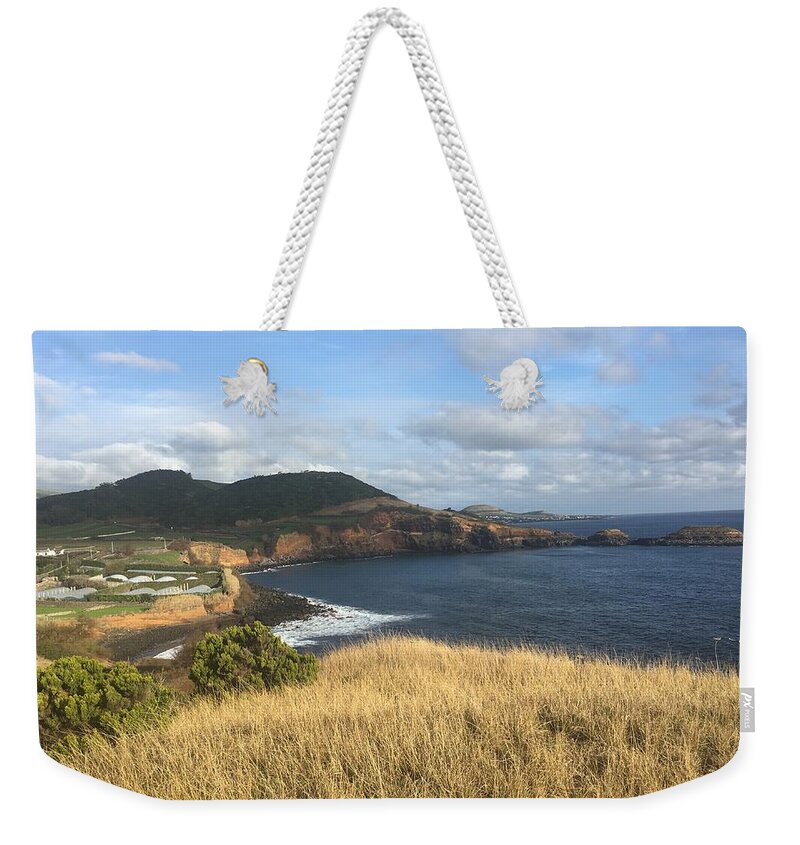 Kelly Hazel Weekender Tote Bag featuring the photograph Terceira coastline, The Azores, Portugal by Kelly Hazel