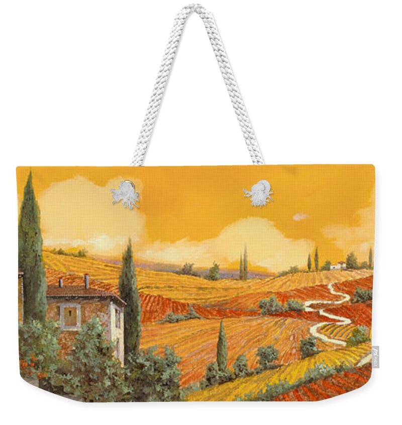 Tuscany Weekender Tote Bag featuring the painting la terra di Siena by Guido Borelli