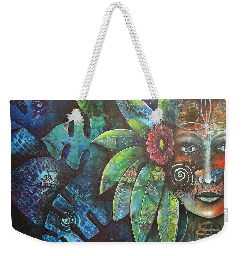Nature Weekender Tote Bag featuring the painting Terra Pacifica by Reina Cottier NZ Artist by Reina Cottier