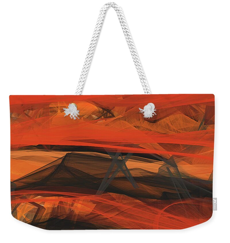 Orange Weekender Tote Bag featuring the painting Terracotta Orange Modern Abstract Art by Lourry Legarde