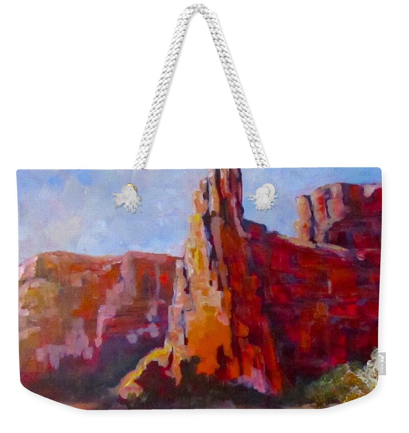Desert Weekender Tote Bag featuring the painting Terry's Canyon by Barbara O'Toole