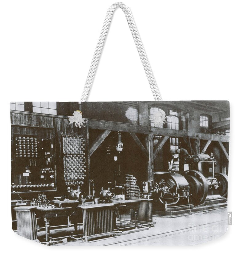 Laboratory Weekender Tote Bag featuring the photograph Teslas And Westinghouses Lab by Science Source