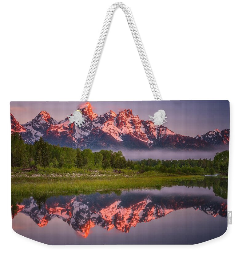 Sunrise Weekender Tote Bag featuring the photograph Teton Awakening by Darren White