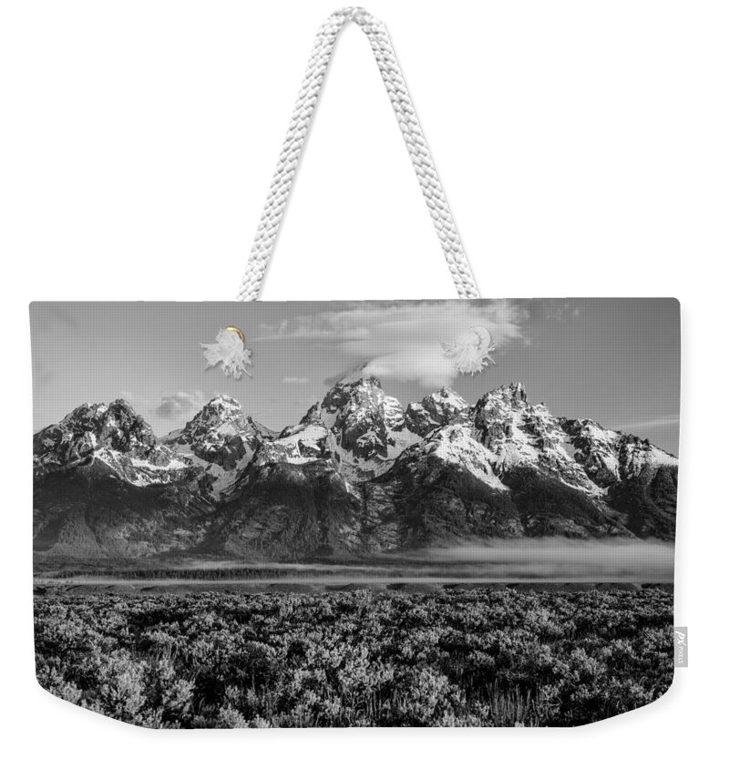 Timeless Weekender Tote Bag featuring the photograph Teton Morning Fog and Clouds by Darren White