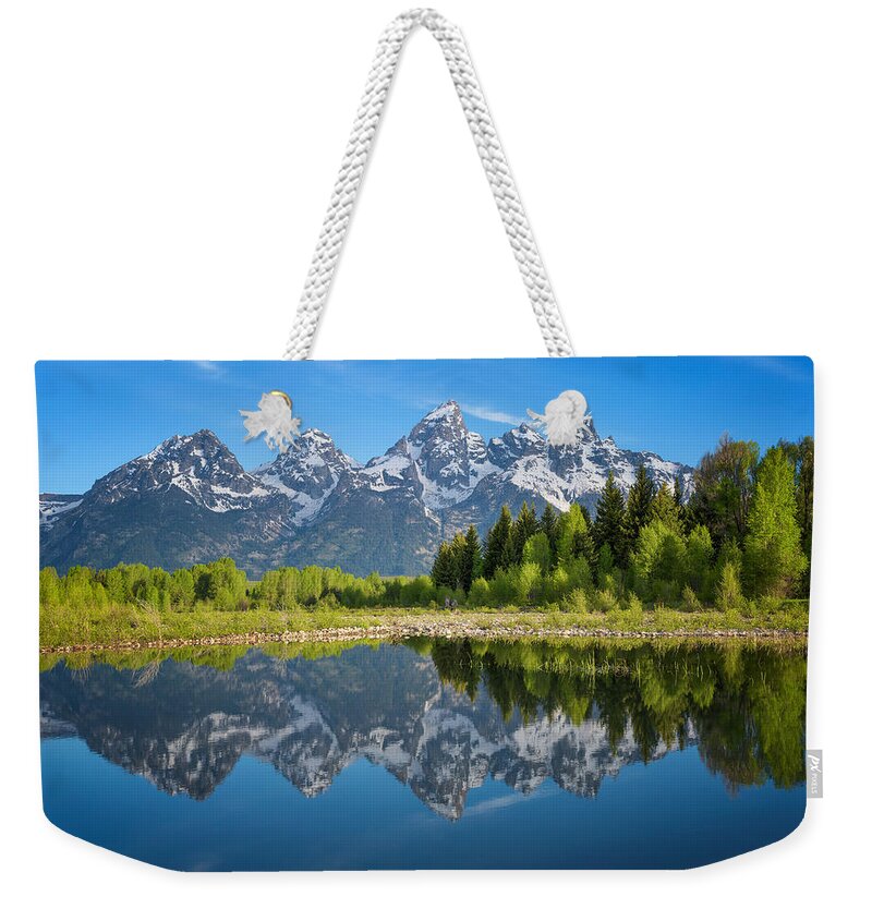Grand Teton National Park Weekender Tote Bag featuring the photograph Teton Reflection by Darren White