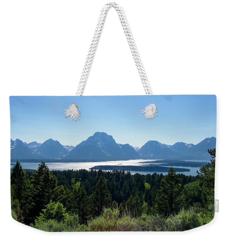 Beauty Weekender Tote Bag featuring the photograph Tetons from Signal Mountain by K Bradley Washburn