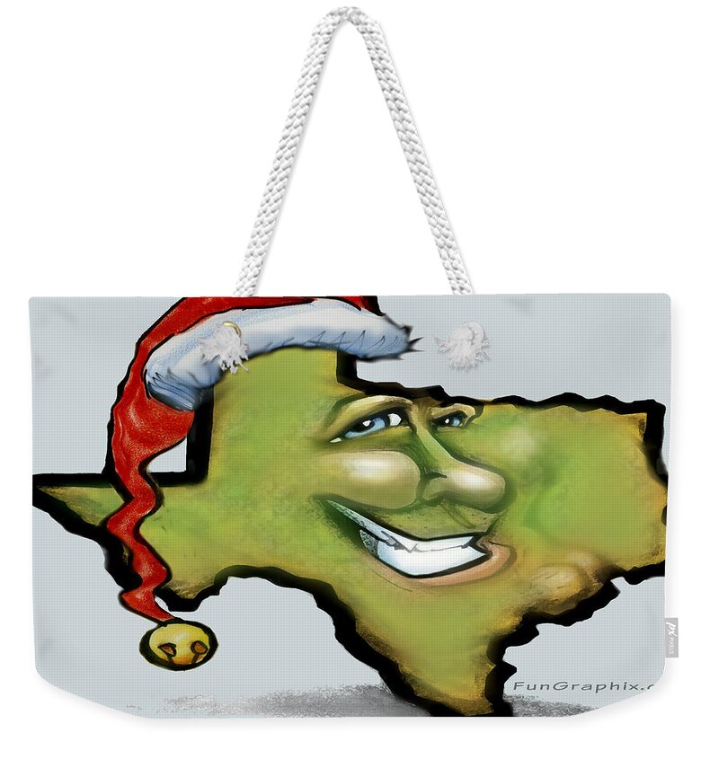 Texas Weekender Tote Bag featuring the greeting card Texas Christmas Greetings by Kevin Middleton