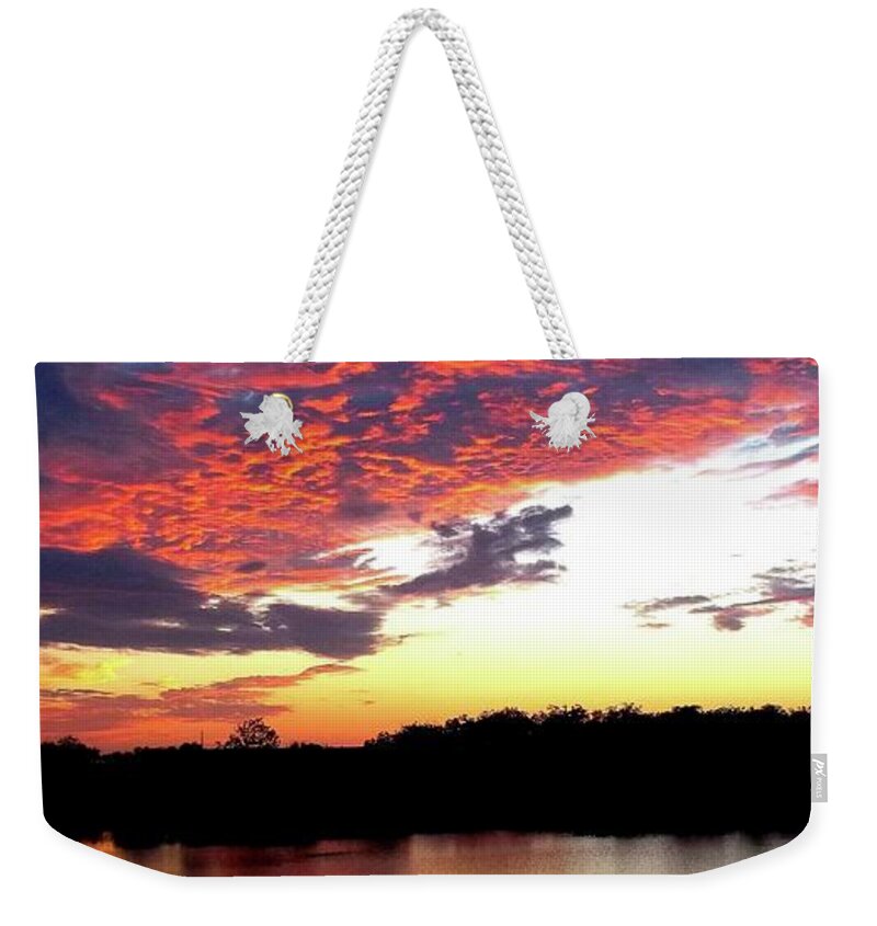 Color Photos Weekender Tote Bag featuring the photograph Texas Sunset over Mammoth lake by Barbara Donovan