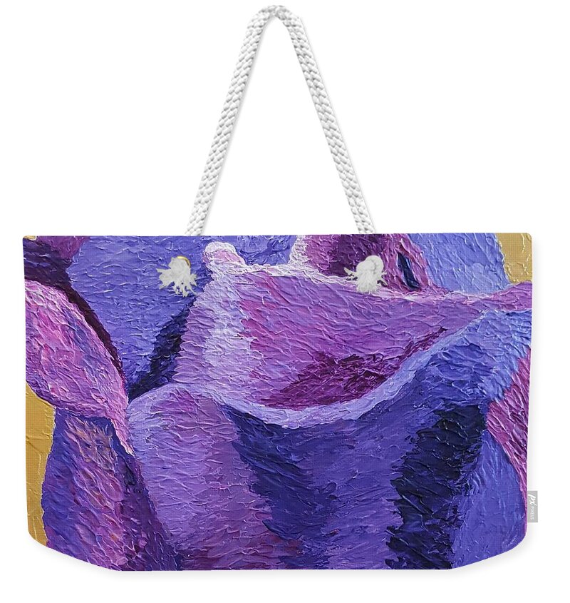 Purple Weekender Tote Bag featuring the painting Textured Rose by Gail Friedman