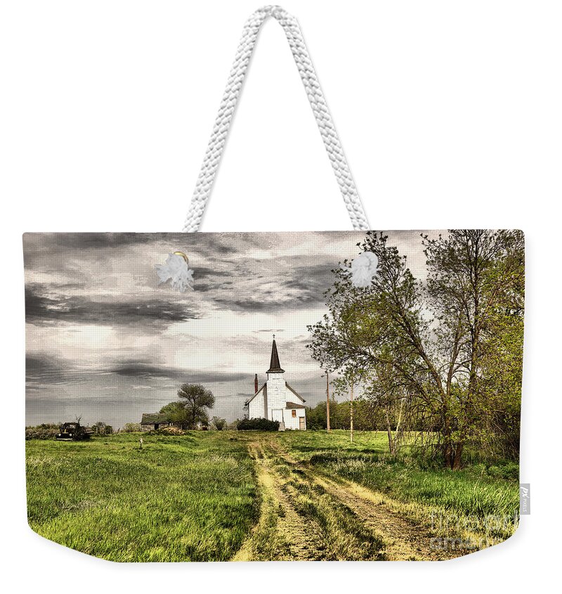 Church Weekender Tote Bag featuring the photograph That old dirt road to salvation by Jeff Swan