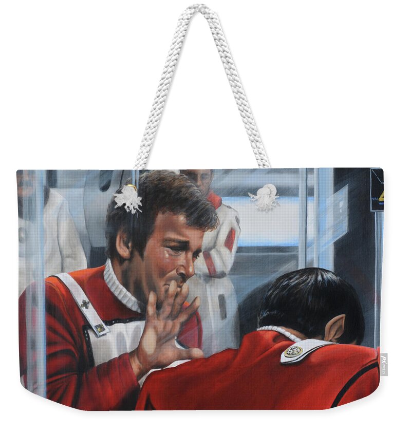 The Wrath Of Kahn Weekender Tote Bag featuring the painting The Agony of Loss by Kim Lockman