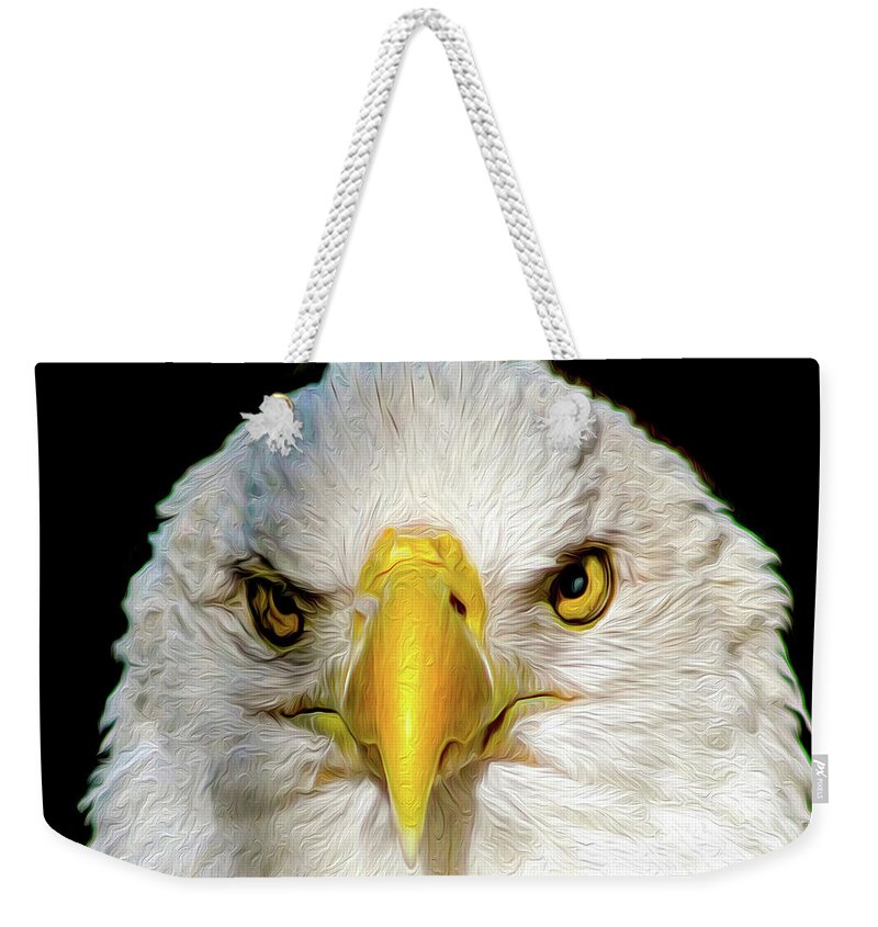 Eagle Weekender Tote Bag featuring the digital art The American Bald Eagle - USA Pride by DB Hayes