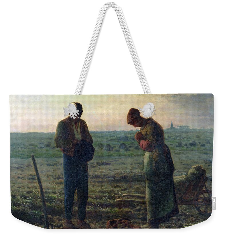 The Weekender Tote Bag featuring the painting The Angelus by Jean-Francois Millet