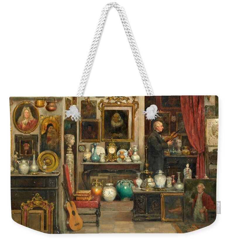 Cesare Vianello Weekender Tote Bag featuring the painting The Antique Dealer by Cesare Vianello