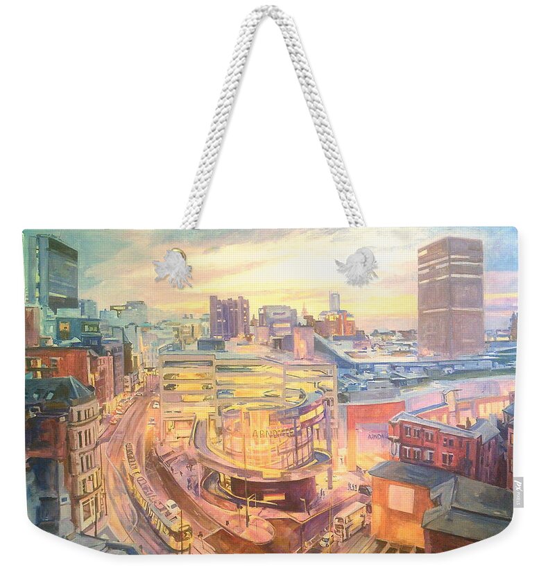 Arndale Carpark Weekender Tote Bag featuring the painting The Arndale Carpark, Manchester by Rosanne Gartner