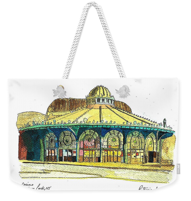 Asbury Art Weekender Tote Bag featuring the painting The Asbury Park Casino by Patricia Arroyo