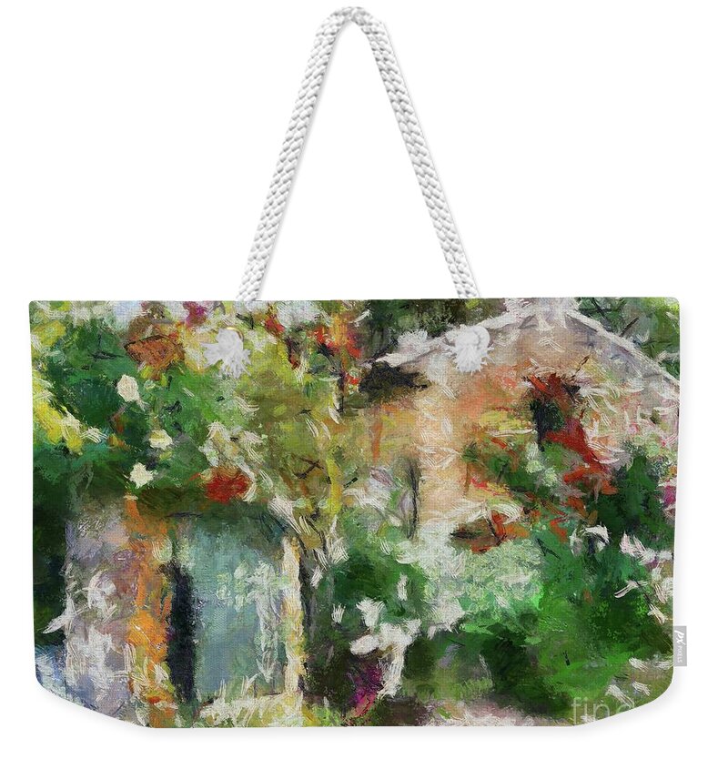 Provence Weekender Tote Bag featuring the painting The Back Door by Dragica Micki Fortuna