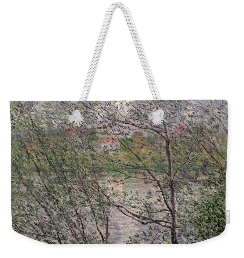 The Weekender Tote Bag featuring the painting The Banks of the Seine by Claude Monet