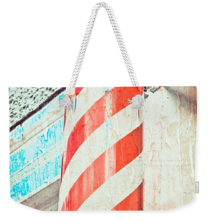 Advertise Weekender Tote Bag featuring the photograph The barber by Tom Gowanlock