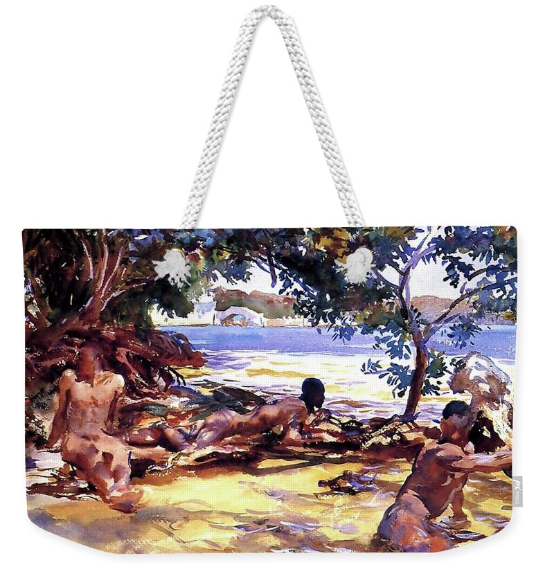 Bathers Weekender Tote Bag featuring the painting The Bathers by John Singer Sargent