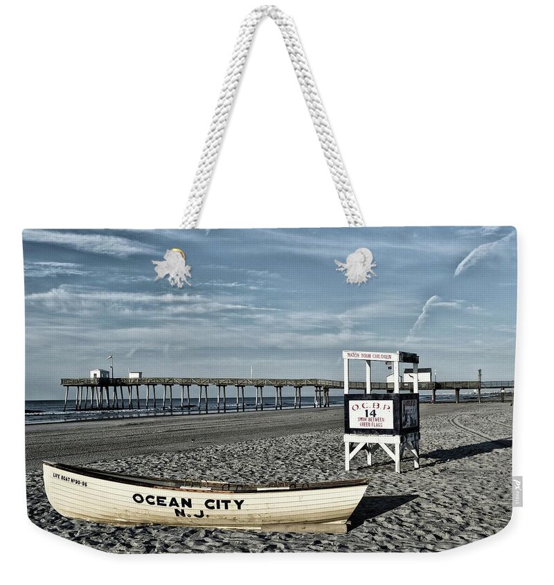 Ocean City Weekender Tote Bag featuring the photograph The Beach At Ocean City, NJ by James DeFazio