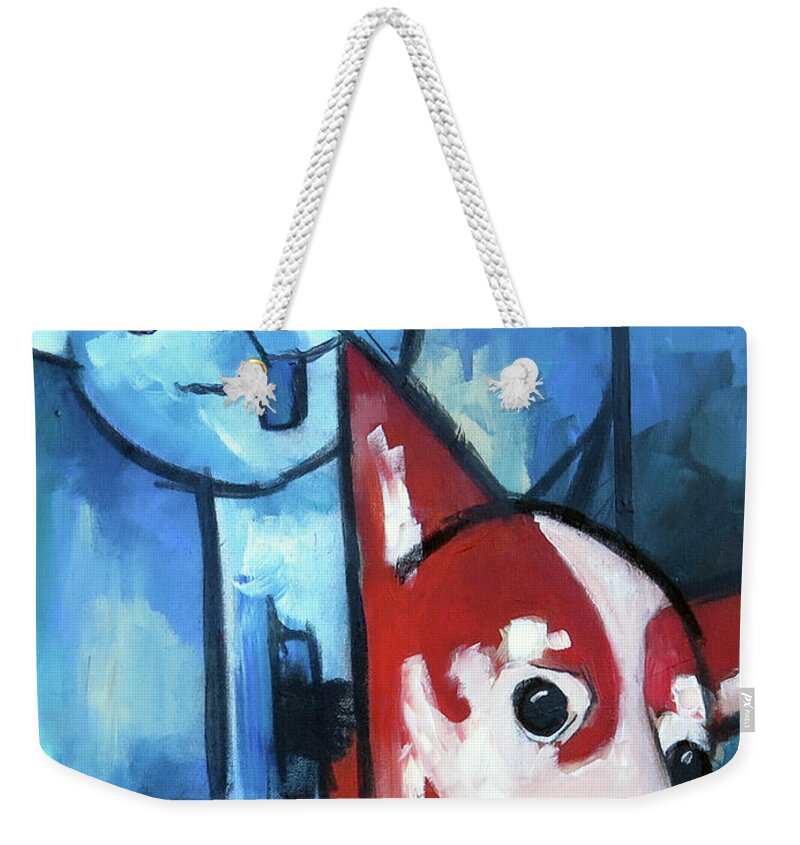 Dog Weekender Tote Bag featuring the painting The Beans by Sean Parnell