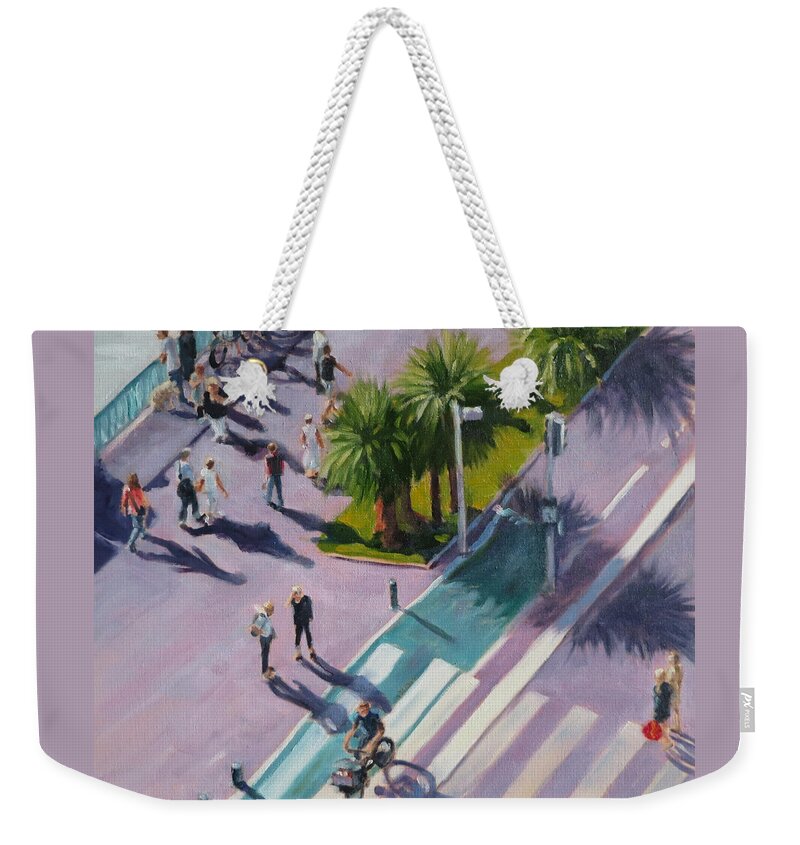 Riviera Weekender Tote Bag featuring the painting The Bird's View by Connie Schaertl