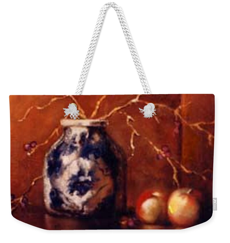  Weekender Tote Bag featuring the painting The Blue and White Vase by Jordana Sands